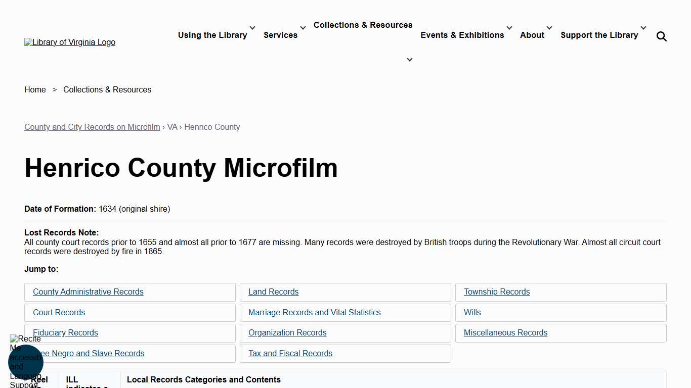 Henrico County Microfilm | Library of Virginia